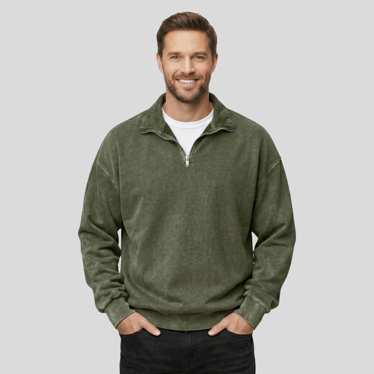 Classic Half Zip Collar Sweatshirt