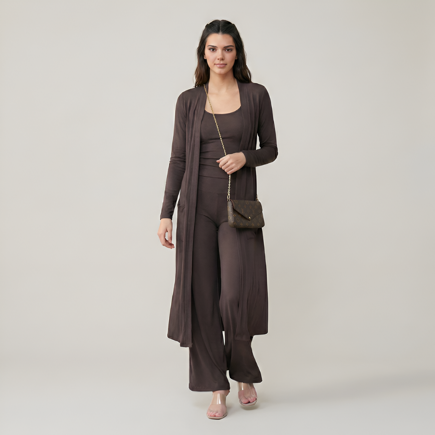 3 Piece Long Cardigan Knit Set