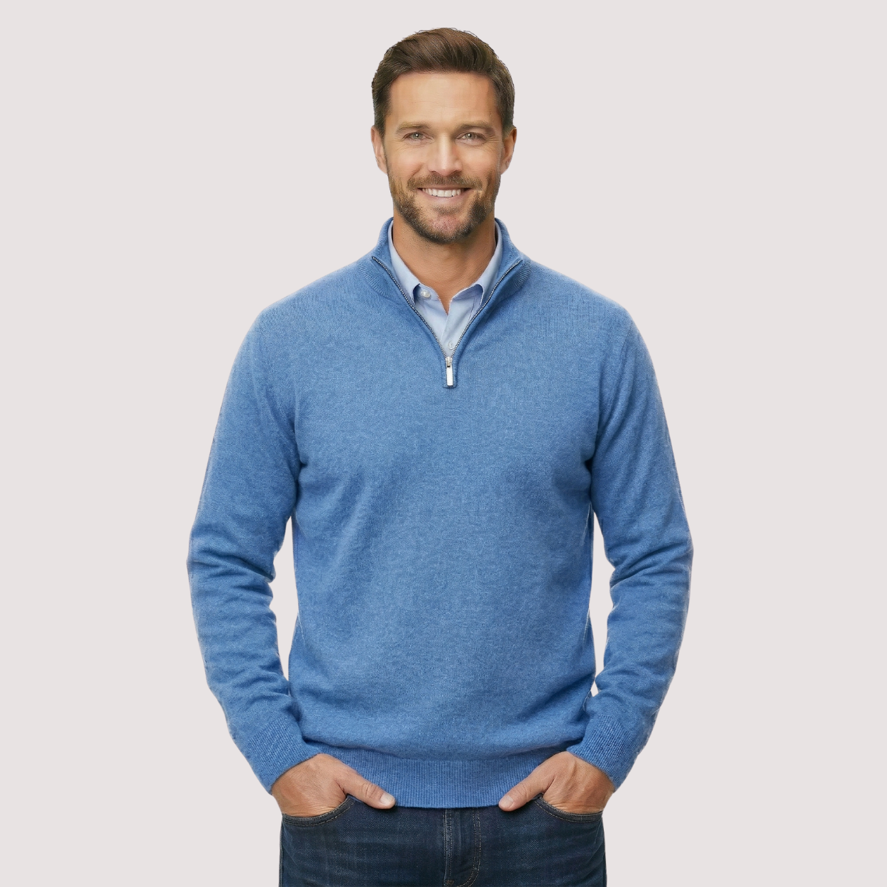 Classic Quarter Zip Knit Pullover Sweater