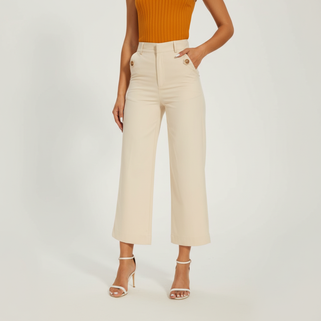 Sleek High Rise Cropped Twill Pants
