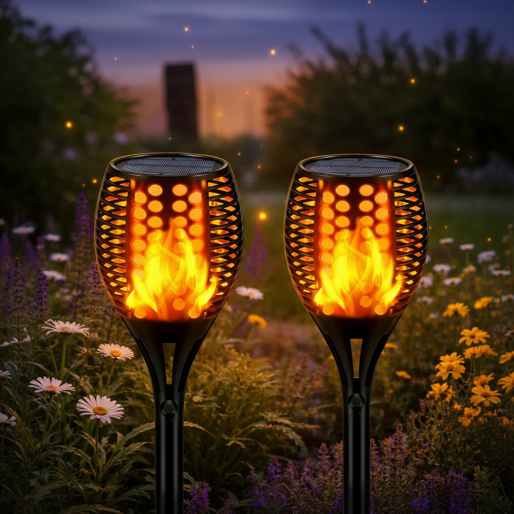 Solar Flame Torch Pathway Lights