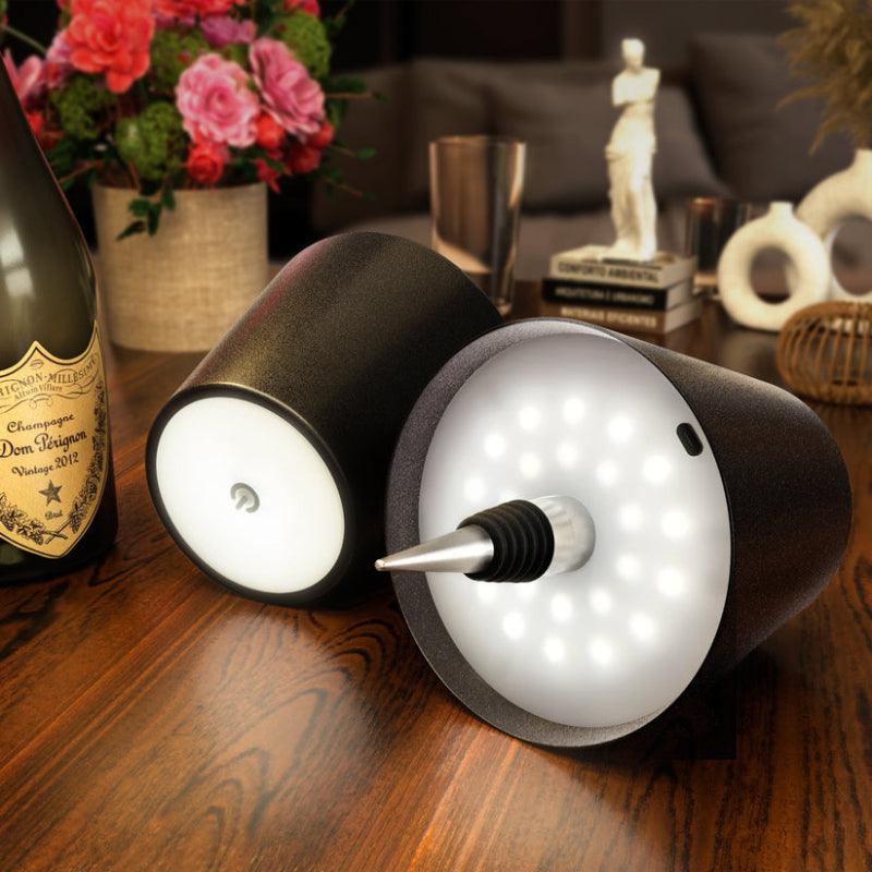 LED Bottle Lamp Rechargeable Wireless USB-C Touch Dimming 3 Brightness 15 Color Options