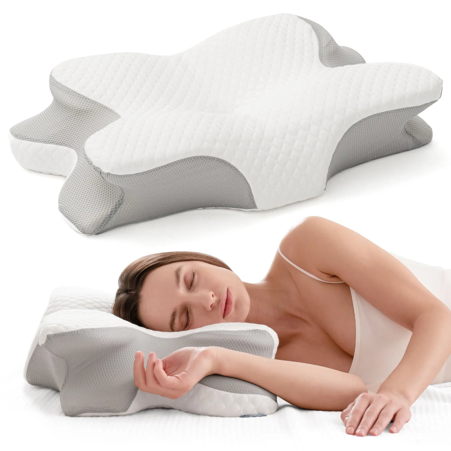 Side sleeper resting comfortably on the cervical pillow