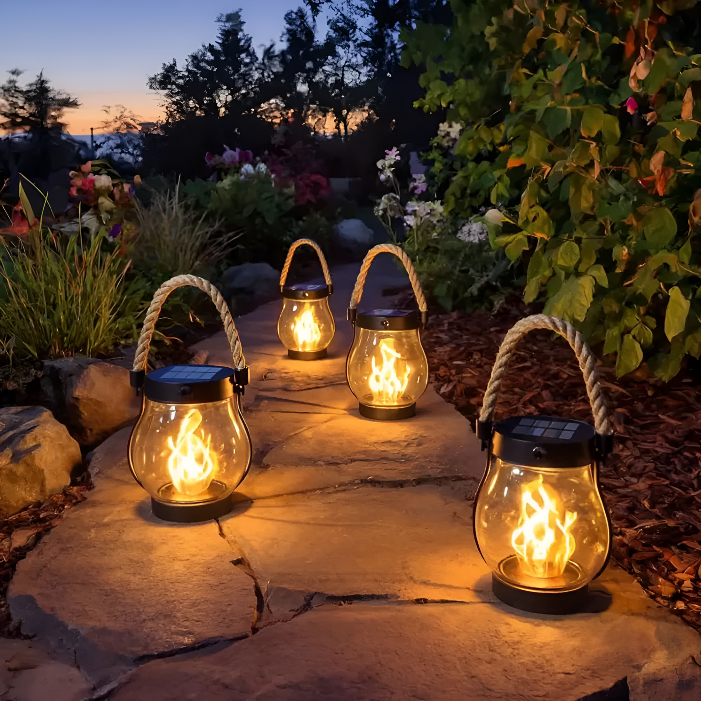 Solar Lantern With Warm Flame Light Effect | SLIMG:7296379454053425555