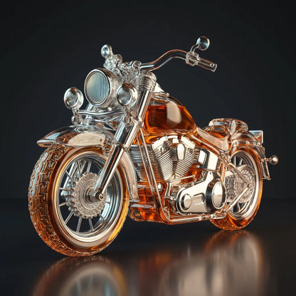 Motorcycle Whiskey Decanter on a dark studio background