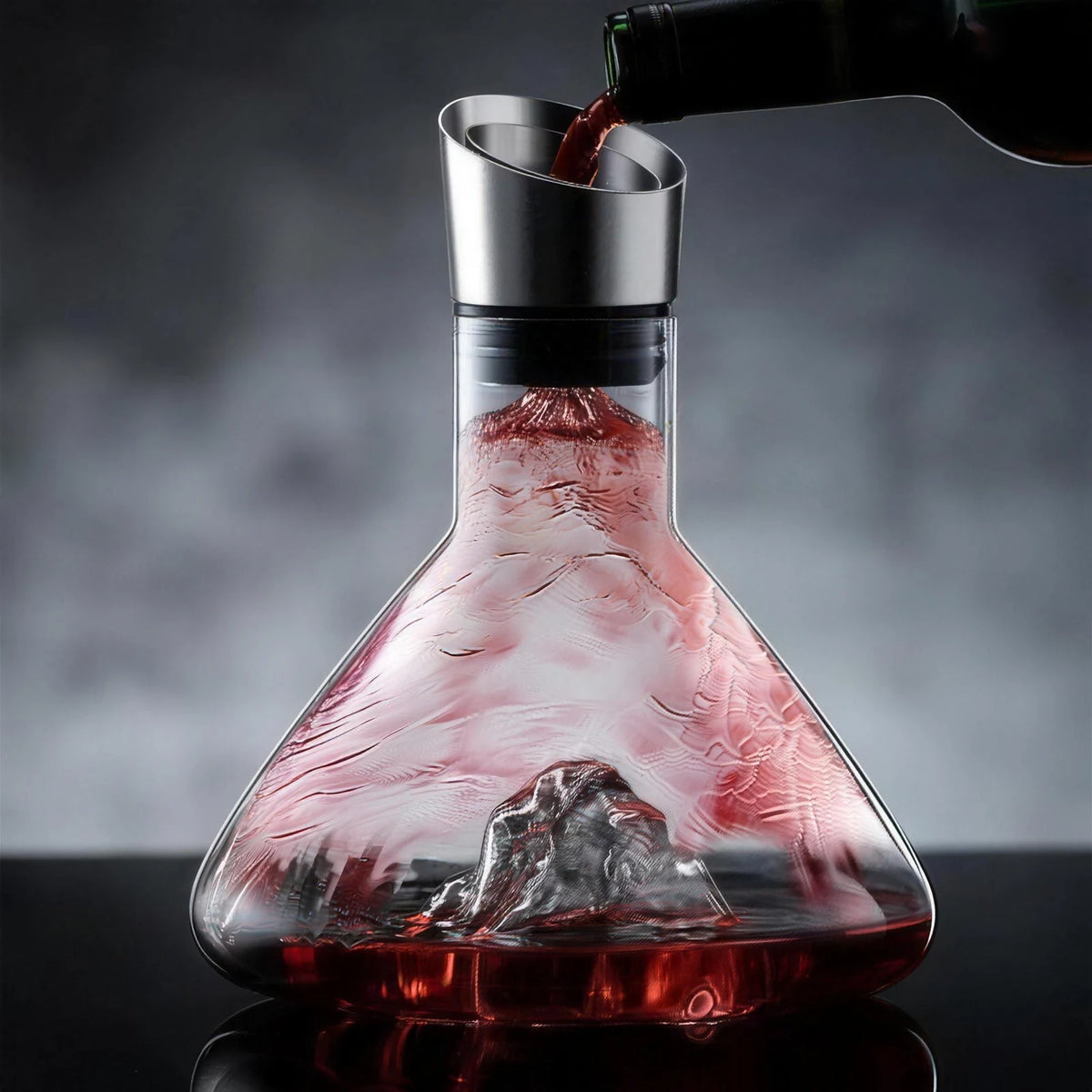 Iceberg Wine Decanter on a home bar beside two whiskey glasses