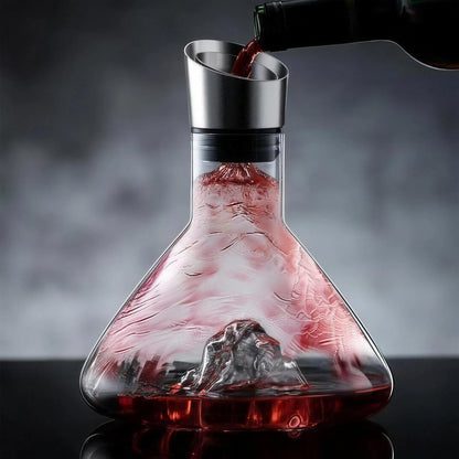 Iceberg Wine Decanter on a home bar beside two whiskey glasses