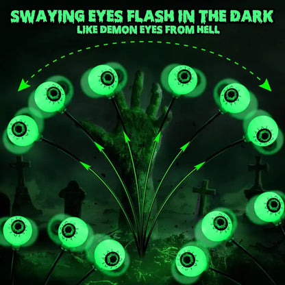 Halloween Themed 12 LED Solar Eyeball Lights Set With 2 Lighting Modes