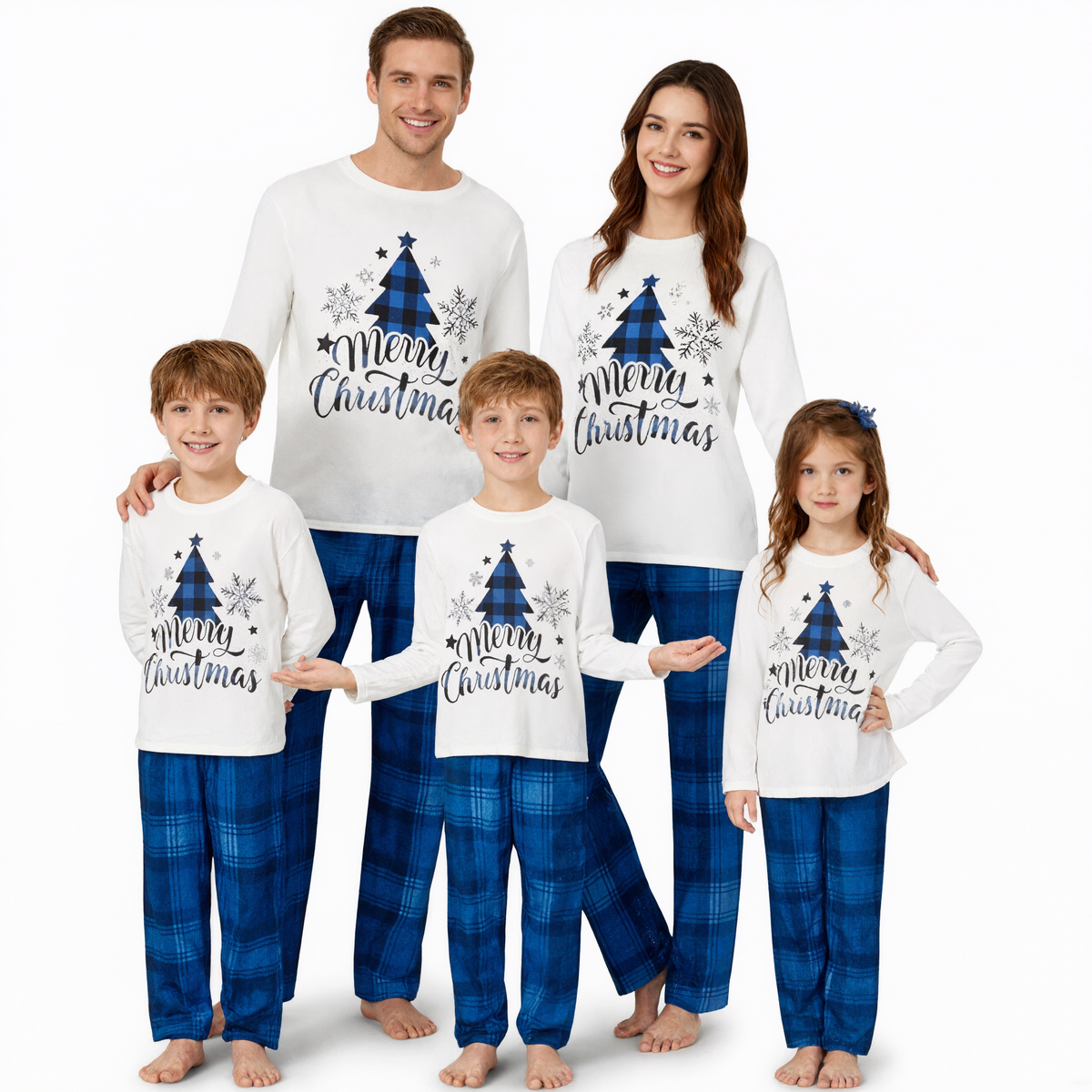 Holiday Matching Cotton Blend Sleepwear Set With Winter Seasonal Prints