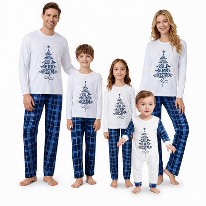 Holiday Matching Cotton Blend Sleepwear Set With Winter Seasonal Prints