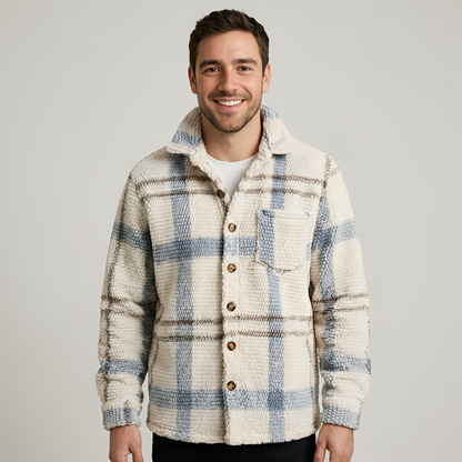 Plaid Fleece Button Down Shirt Jacket