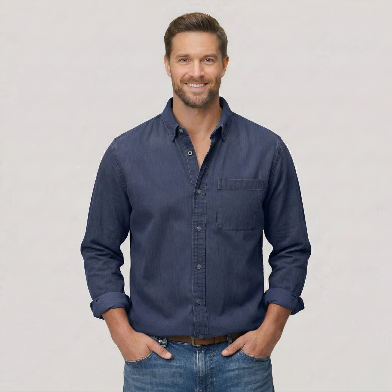 Classic Solid Long Sleeve Button Down Shirt