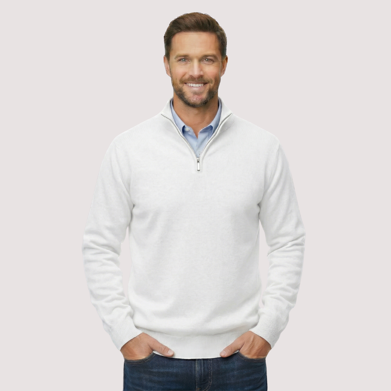 Classic Quarter Zip Knit Pullover Sweater