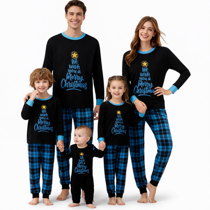 Holiday Matching Cotton Blend Sleepwear Set With Winter Seasonal Prints