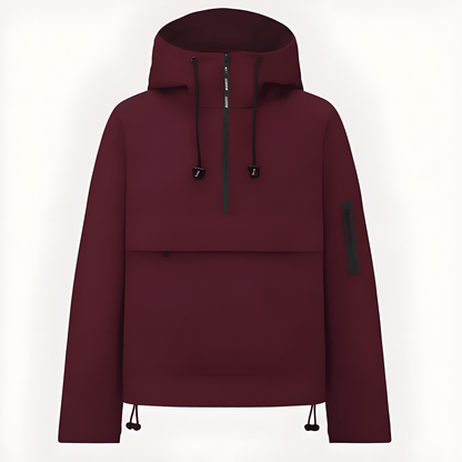 Hooded Half Zip Leopard Print Pullover Hoodie