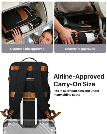 Lefame 40L Airport Backpack, Water-Resistant Personal Item Travel Bag for 3 to 7 Day Trips, TSA-Friendly Wide-Open Luggage with 180-Degree Opening, Padded 17-Inch Laptop Compartment and 3 Packing Cubes, Backpack For Laptop, Carry On Luggage, Padded Laptop