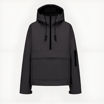 Hooded Half Zip Leopard Print Pullover Hoodie