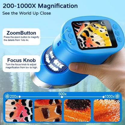 【2027 Upgrade】SEEKID 1000X Handheld Microscope for Kids with 4K 2.0" Screen, Photo & Video Camera, Rechargeable and Portable, a Fun STEM Gift & Birthday Present for Ages 3+,back to school