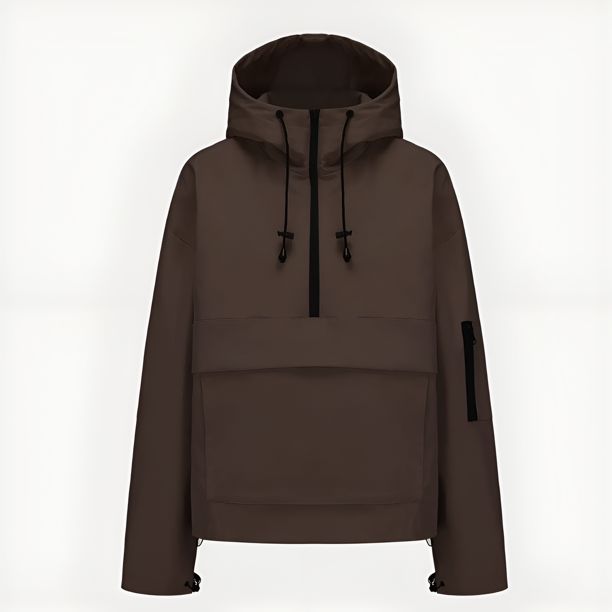 Hooded Half Zip Leopard Print Pullover Hoodie