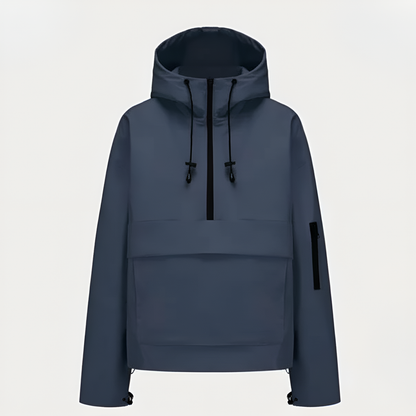 Hooded Half Zip Leopard Print Pullover Hoodie
