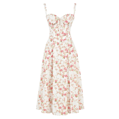 Floral Bustier Midriff Waist Shaper Dress