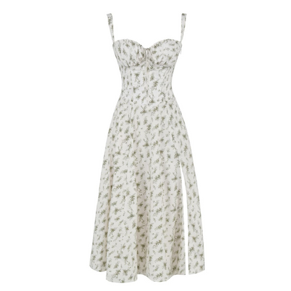 Floral Bustier Midriff Waist Shaper Dress