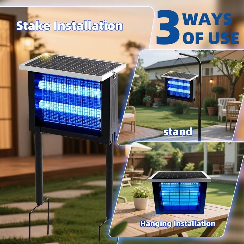 Outdoor Insect Solar Energy 4500V Electric Shock Mechanism Portable Wireless Device