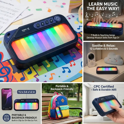 Kids Mini Piano Toy W/Rainbow Lights, Toddler Pocket Travel Piano Keyboard for 1-3, Portable Musical Instrument Toys, Music Interactive, 13Keys |5 Sound Effects, 3 Light Modes, 12Lullabies, 7 Teaching Songs, Birthday Gift 2 4 5 6 Year Old Boy Girl summerv