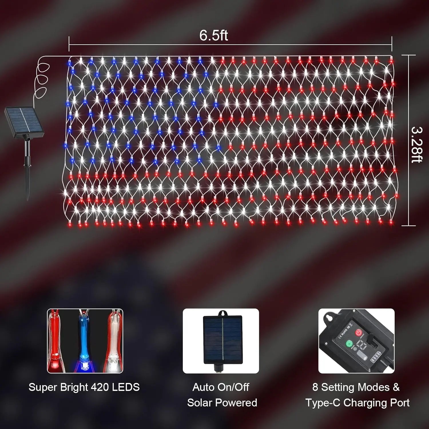 American Flag Net Lights