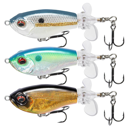 Bait Sure - Easy Catch Fishing Lure Set - Natural Shad set of three topwater lures with BKK treble hooks