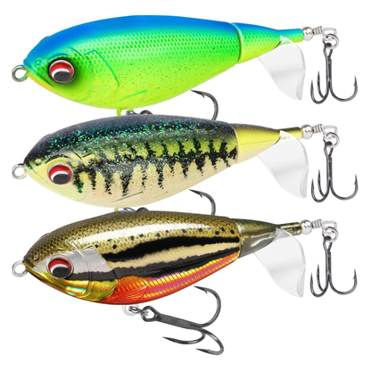 Bait Sure - Easy Catch Fishing Lure Set - Chrome Perch set of three topwater lures with BKK treble hooks