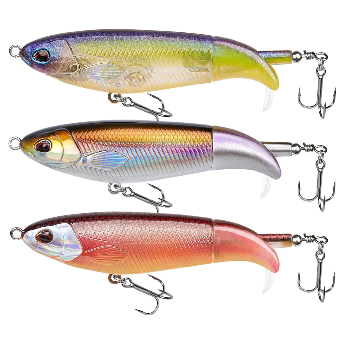 Bait Sure - Easy Catch Fishing Lure Set - Gold Minnow set of three topwater lures with BKK treble hooks