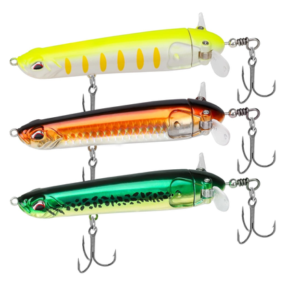 Bait Sure - Easy Catch Fishing Lure Set - Hot Craw set of three topwater lures with BKK treble hooks