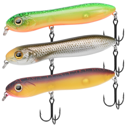 Bait Sure - Easy Catch Fishing Lure Set - Green Orange set of three topwater lures with BKK treble hooks