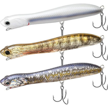 Bait Sure - Easy Catch Fishing Lure Set - Bone White set of three topwater lures with BKK treble hooks