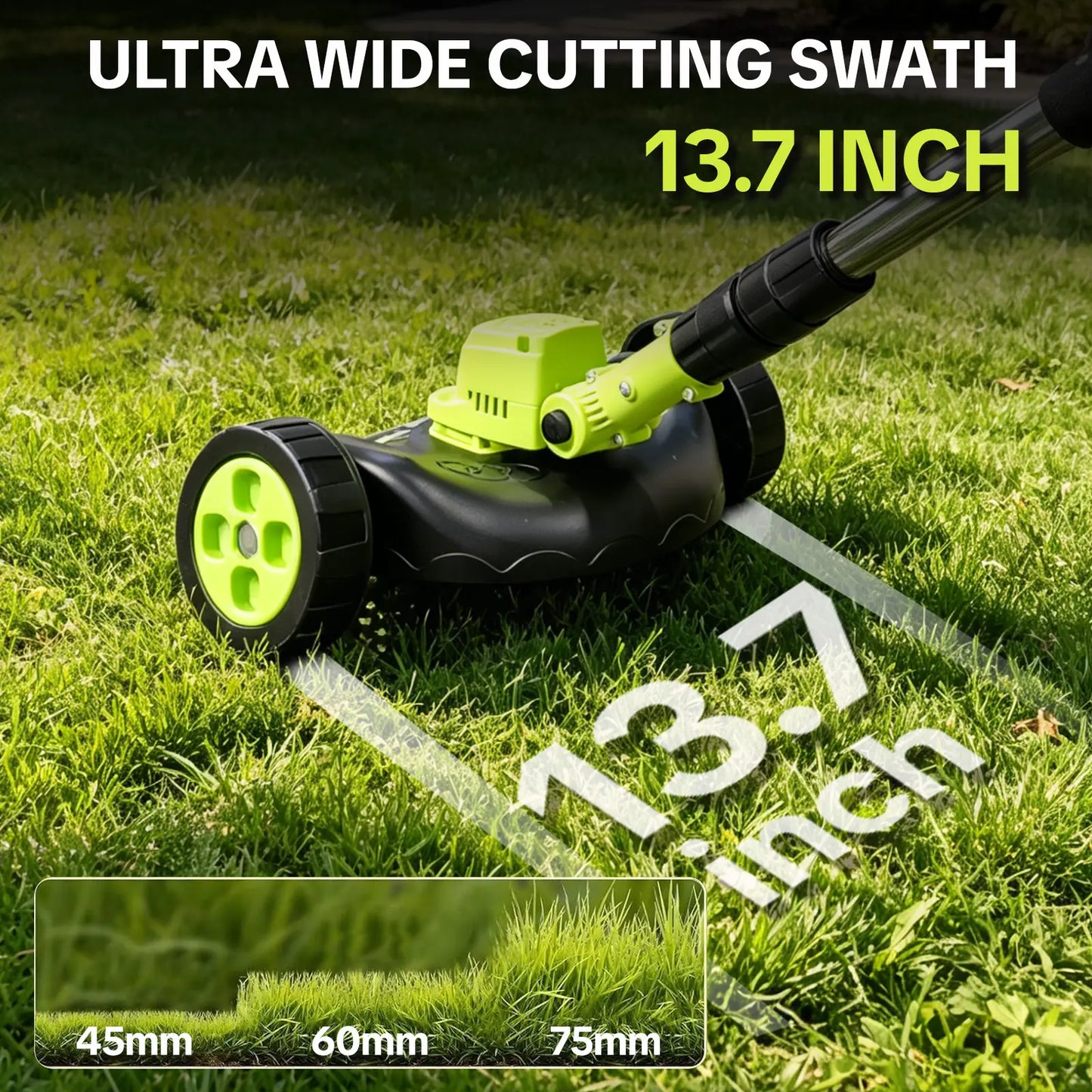 【DealsForYouDays】SEESE Cordless Lawn Mower, Garden Tool (Mower, Trimmer, Edger) with 2×21V Batteries, Lightweight for Small to Medium Backyards Grass Cutting Tool Grasscutters