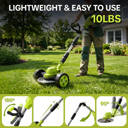 【DealsForYouDays】SEESE Cordless Lawn Mower, Garden Tool (Mower, Trimmer, Edger) with 2×21V Batteries, Lightweight for Small to Medium Backyards Grass Cutting Tool Grasscutters
