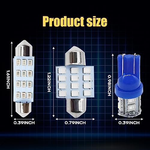 Rideluminate T10 wedge and festoon LED bulb types included in the kit