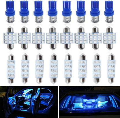 Rideluminate 24-piece car interior LED bulb kit laid out in full