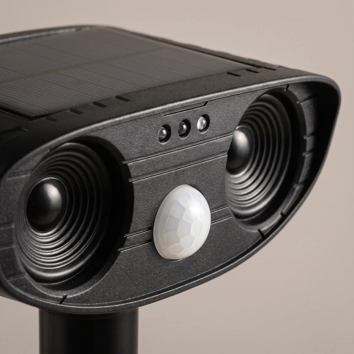Solar Animal Repellent sensor and speaker detail