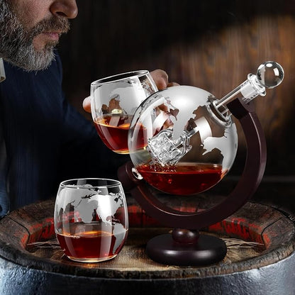 3pcs Set 30oz Whiskey Decanter with 2 Whiskey Glass 850ml Crystal Glass Bourbon Vodka Wine Bottle Carafe