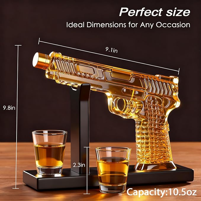 Gun Decanter with 2 Shot Glasses product photo