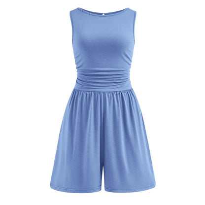 PrettyGarden Summer Rompers for Women Dressy Casual Sleeveless Short Wide Leg Jumpsuits Beach Vacation One Piece Outfits