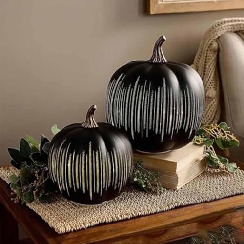 Starry Night Glass Pumpkins - Illuminated Set of 2