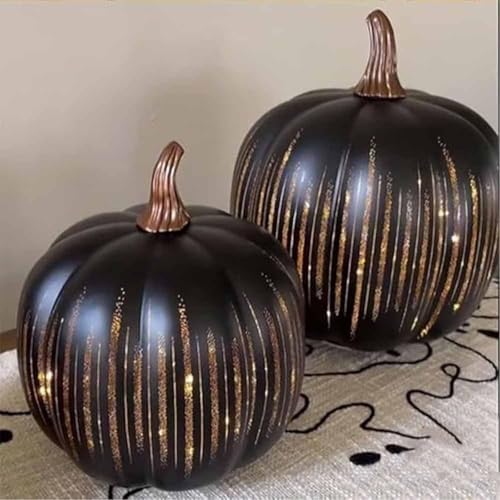 Starry Night Glass Pumpkins - Illuminated Set of 2