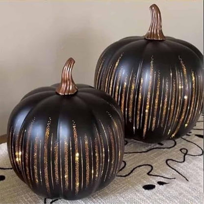 Starry Night Glass Pumpkins - Illuminated Set of 2