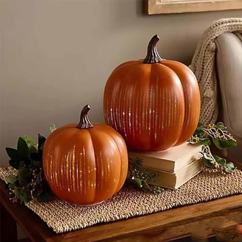 Starry Night Glass Pumpkins - Illuminated Set of 2