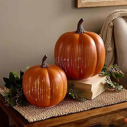 Starry Night Glass Pumpkins - Illuminated Set of 2
