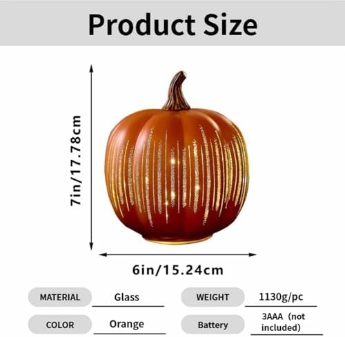 Starry Night Glass Pumpkins - Illuminated Set of 2