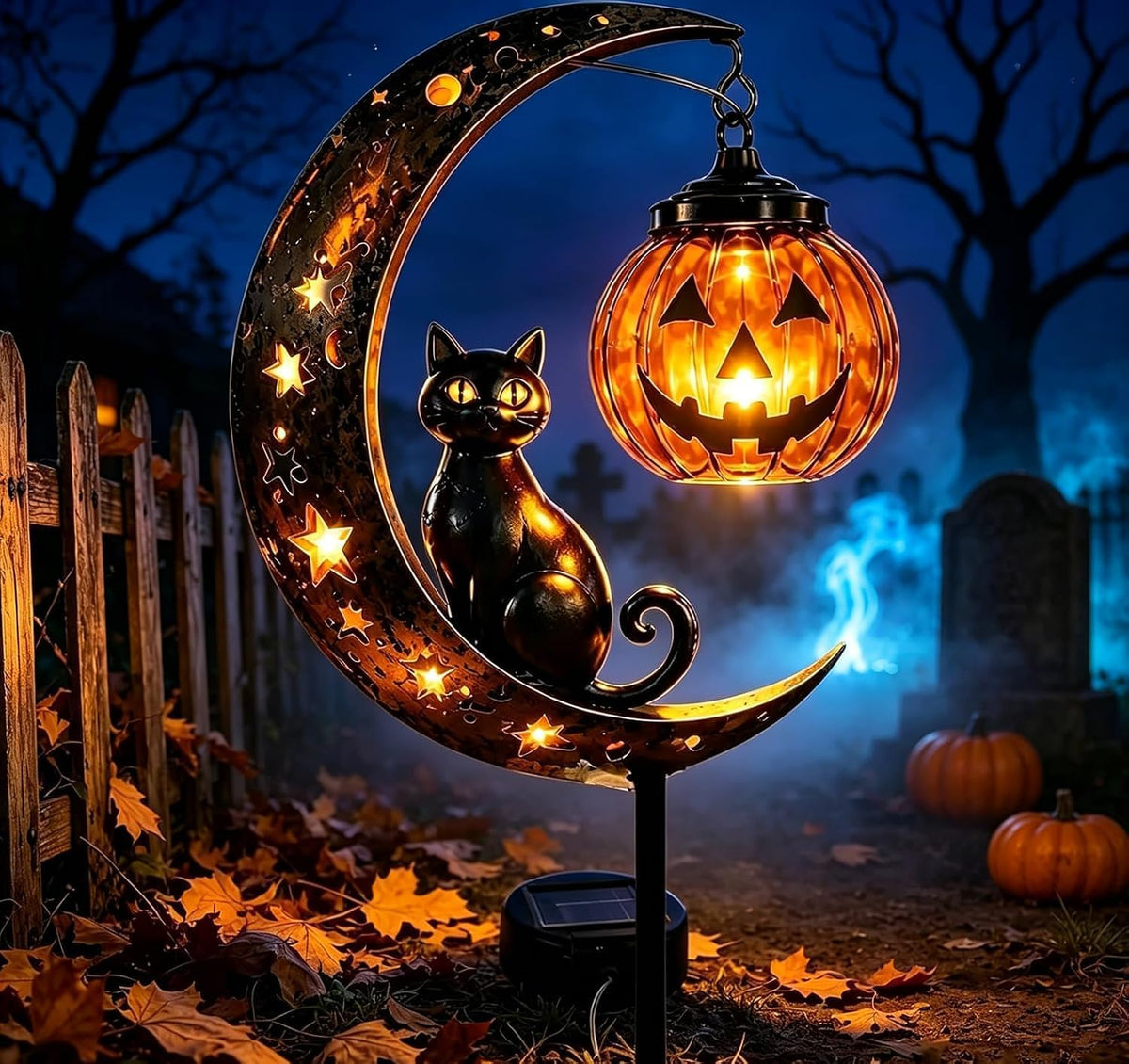 Starry Night Glass Pumpkins - Illuminated Set of 2
